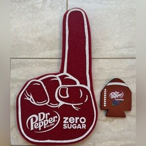 Dr Pepper Promotional Foam Finger 18” And Soda Pop Football Koozie